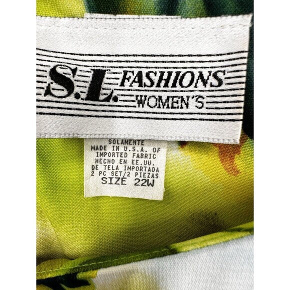 Vtg Hawaiian Cotton Dress 22W Multicolor Green Floral Tropical Beach - Picture 7 of 12